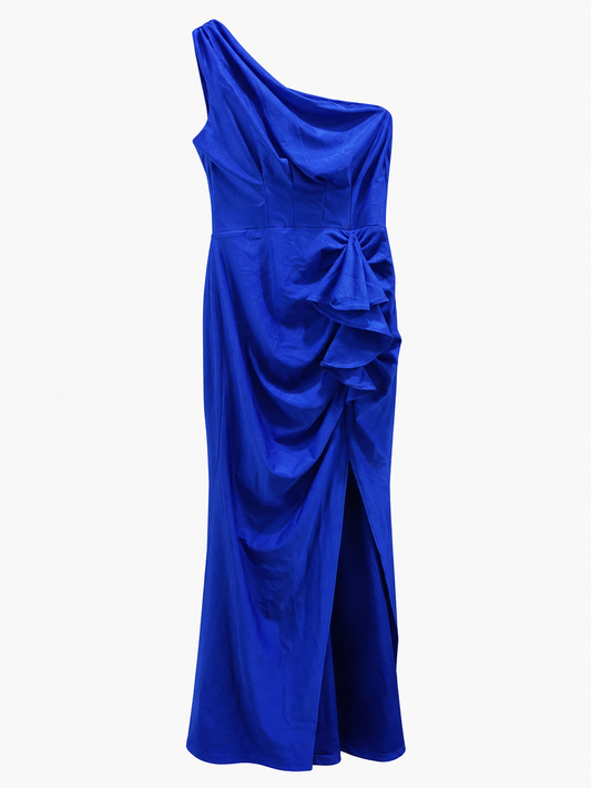 Vestido azul rey asimétrico con drapeado LADYCE talla M usado