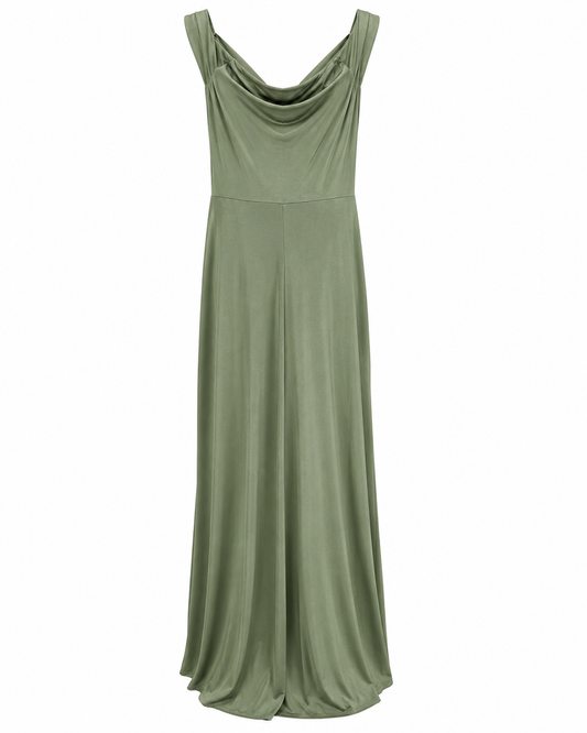 Vestido verde olivo largo con vuelos marca B talla M usado