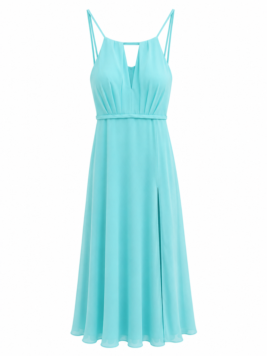 Vestido celeste fluido Azazie talla M usado