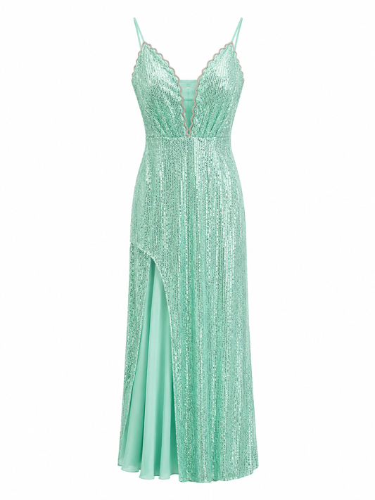 Vestido verde menta brillante LE talla S usado