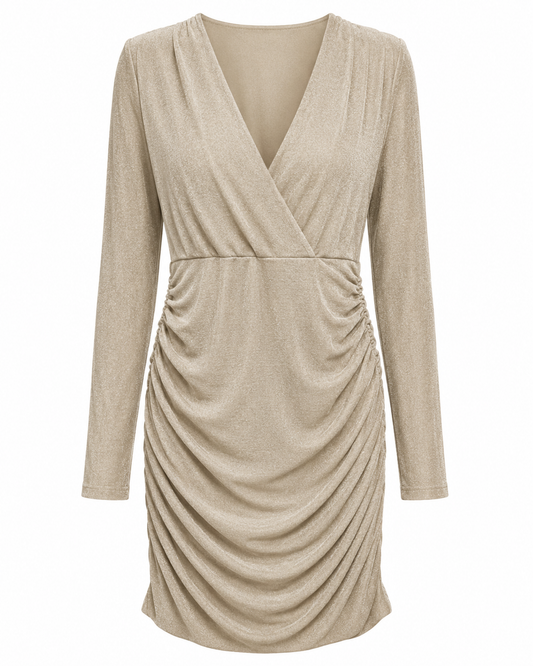 Vestido beige drapeado Forever 21 talla S nuevo