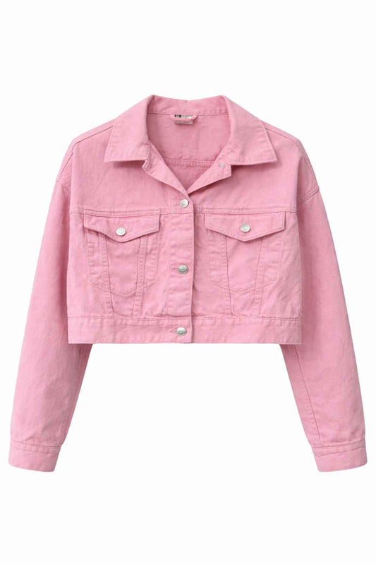 Chaqueta denim rosa cropped Marca DIVIDED H&M Talla M Usado