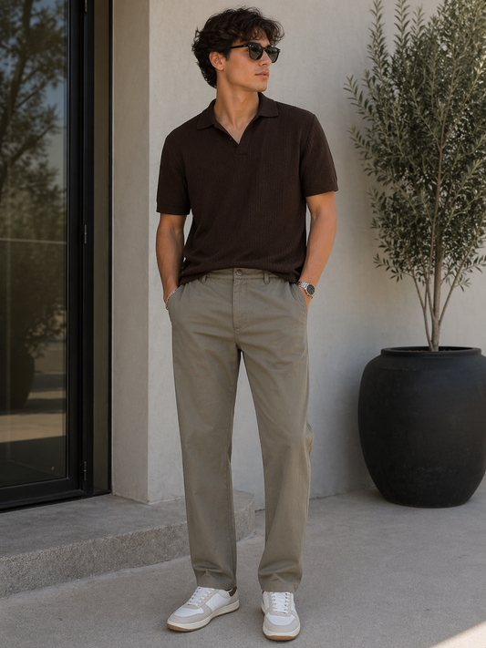Pantalón recto taupe minimalista Marca ZARA Talla S Nuevo con etiqueta