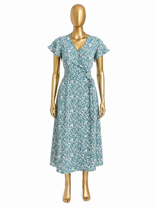 Vestido midi floral verde agua Marca SIENNA SKY Talla M Usado