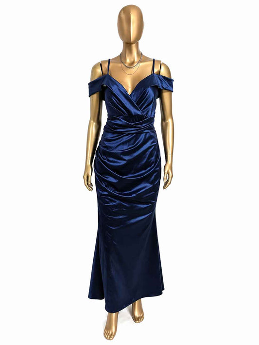 Vestido largo satinado azul navy Marca ElyStyle Talla M Usado