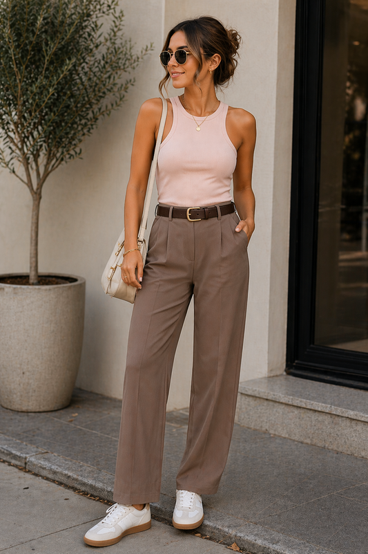 Top básico acanalado rosa nude Marca RACK Talla S Nuevo con etiqueta