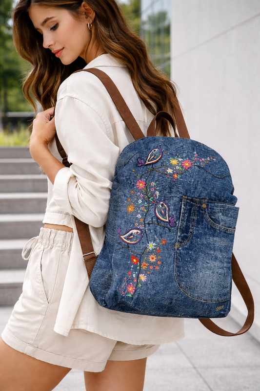 Mochila jean bordada GARA SA usado