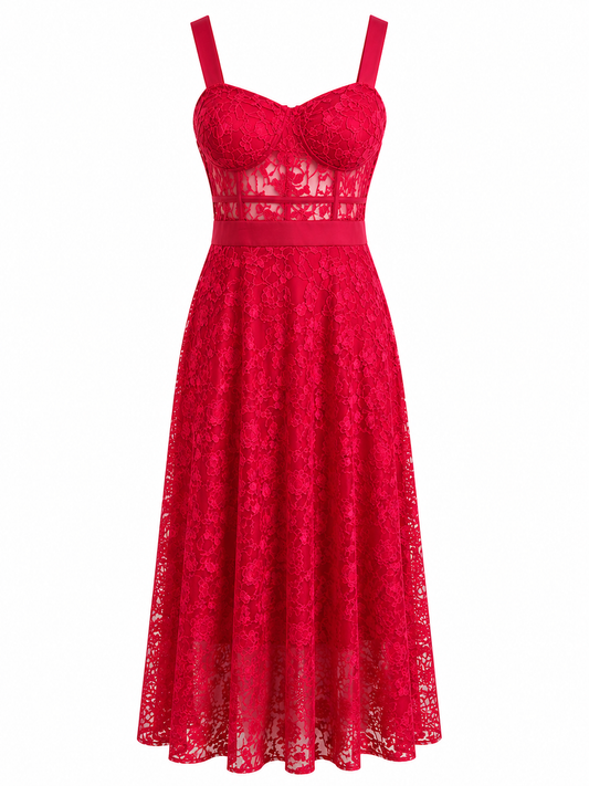 Vestido rojo de encaje Follow Me talla M usado
