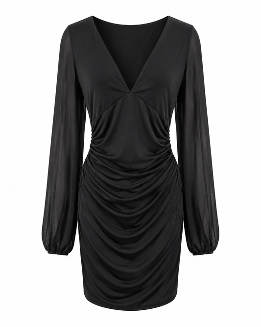 Vestido negro drapeado HALSTON Talla M Nuevo