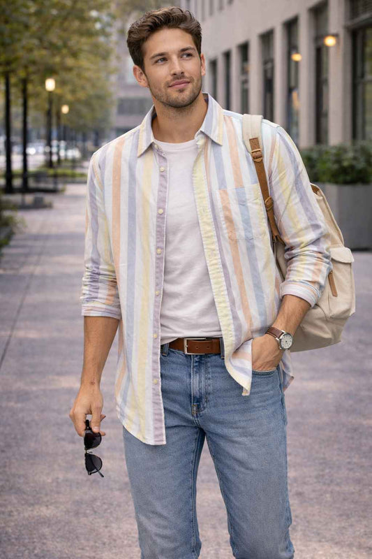 Camisa a rayas pastel manga larga de hombre ZARA Talla M nueva