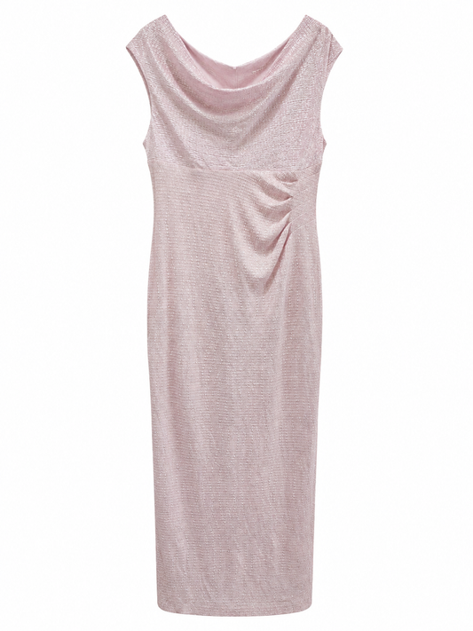 Vestido maxi rosado brillante Connected talla 14P nuevo