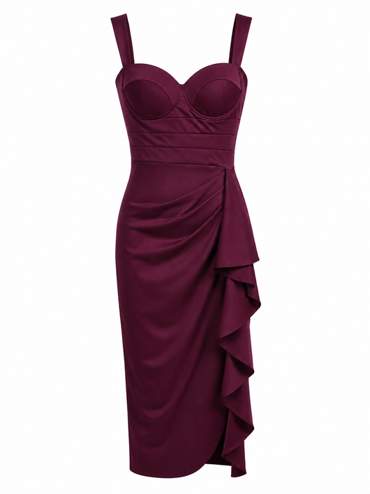 Vestido vino con copas estructuradas CurvySweet talla L nuevo