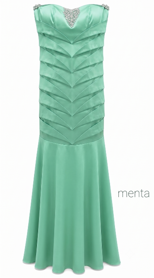 Vestido verde menta satinado tipo sirena talla M usado