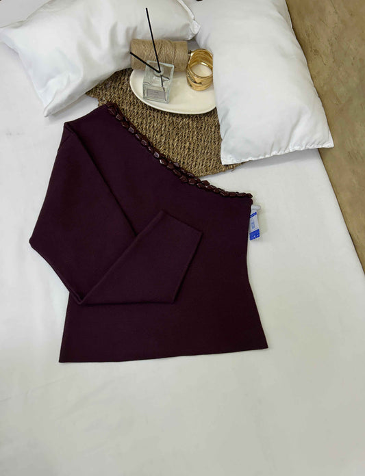 Top asimétrico vino de una manga ZARA Talla S nuevo