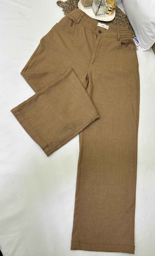 Pantalón marrón de textura acanalada MNG Talla 42 usado
