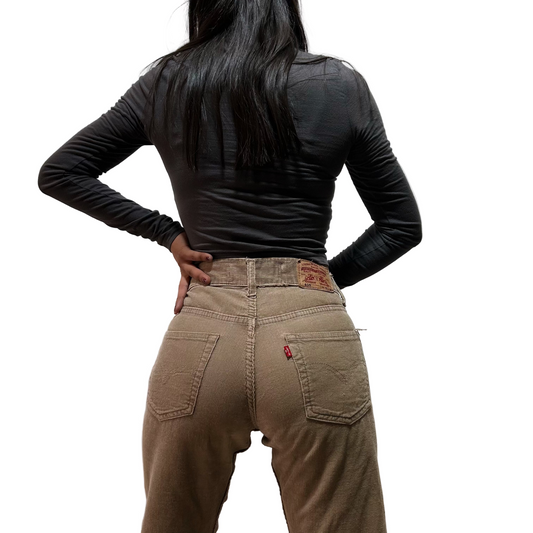 Pantalón de Pana Living 614 Slim Straight Camel Talla W16 L28 Mujer Usado