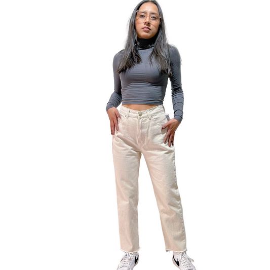 Jean Wide leg Rígido Pull&Bear Beige Talla EUR 36 Mujer (Usado, tiene detalle)