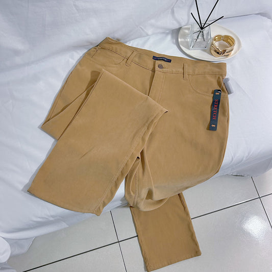 Pantalón Bill Blass Stretch Camel Talla 8 Mujer Nuevo con etiqueta