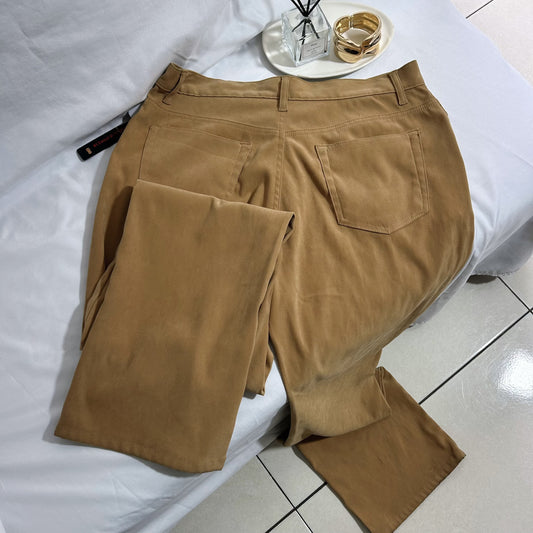 Pantalón Bill Blass Stretch Camel Talla 8 Mujer Nuevo con etiqueta