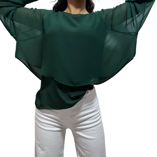 Blusa elegante verde esmeralda Zara Woman Talla S usado