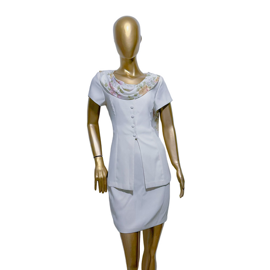 Vestido/Conjunto ejecutivo con detalle floral Megan Lee Talla 10P usado