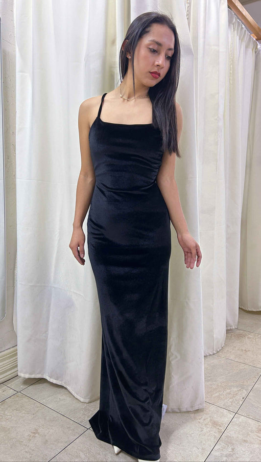 Vestido largo negro satinado ASOS DESIGN talla US 6 nuevo