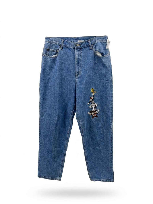 Pantalón jean mom fit bordado Looney Tunes Classic Talla 16 Usado