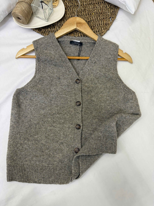 Chaleco tejido gris Marca PARFOIS Talla XS Usado