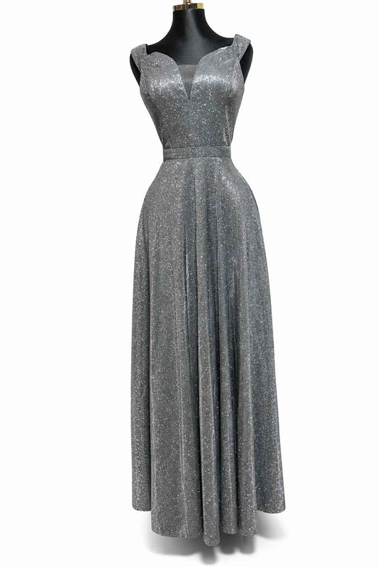 Vestido largo plateado brillante Marca La Scala Talla M/L Usado