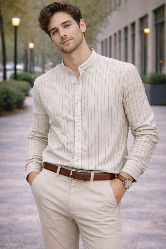 Camisa rayada beige de lino Polo by Ralph Lauren  Talla M/L usado