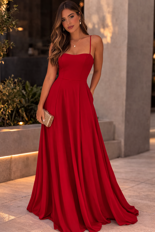 Vestido largo rojo Marca WINDSOR Talla S Usado