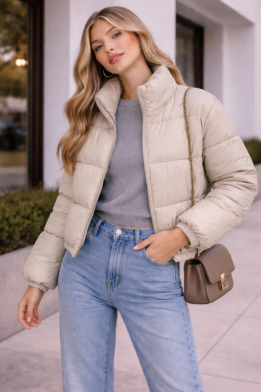 Chaqueta acolchada beige Marca NAF NAF Talla M Usado