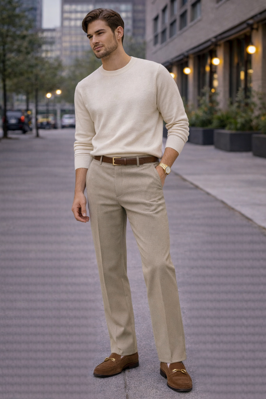 Pantalón de vestir rayado beige Banana Republic Talla 34/34 usado