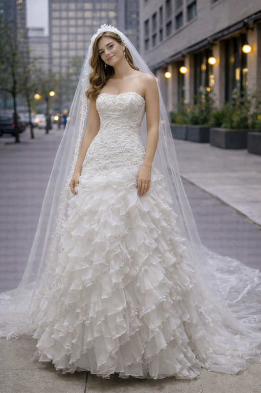 Vestido de novia tres piezas con velo Talla M usado