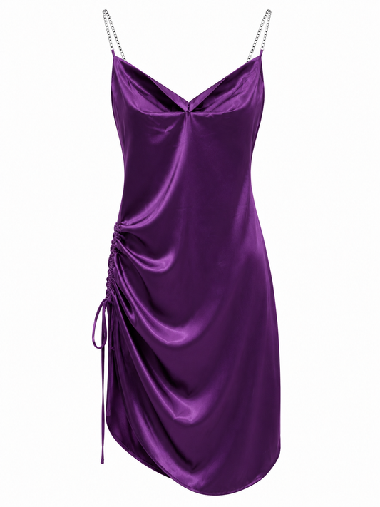 Vestido morado satinado con tirantes de cadena Shein talla S usado