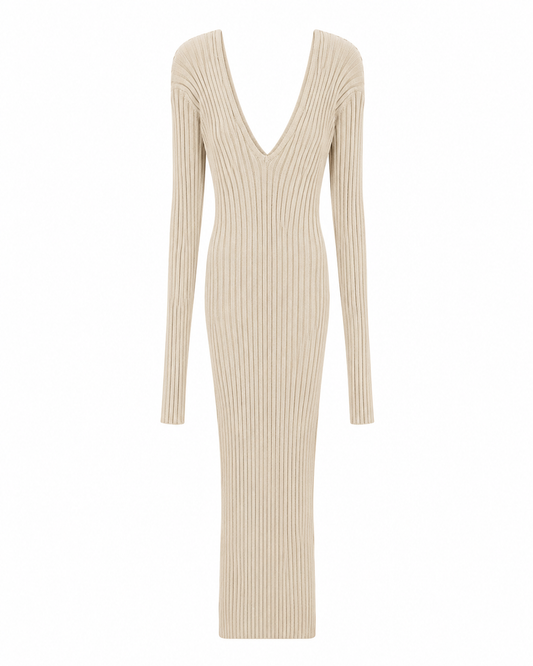 Vestido beige tejido Fashion Nova talla S nuevo