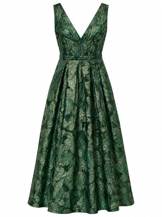 Vestido largo floral verde esmeralda Maniju Talla L Usado