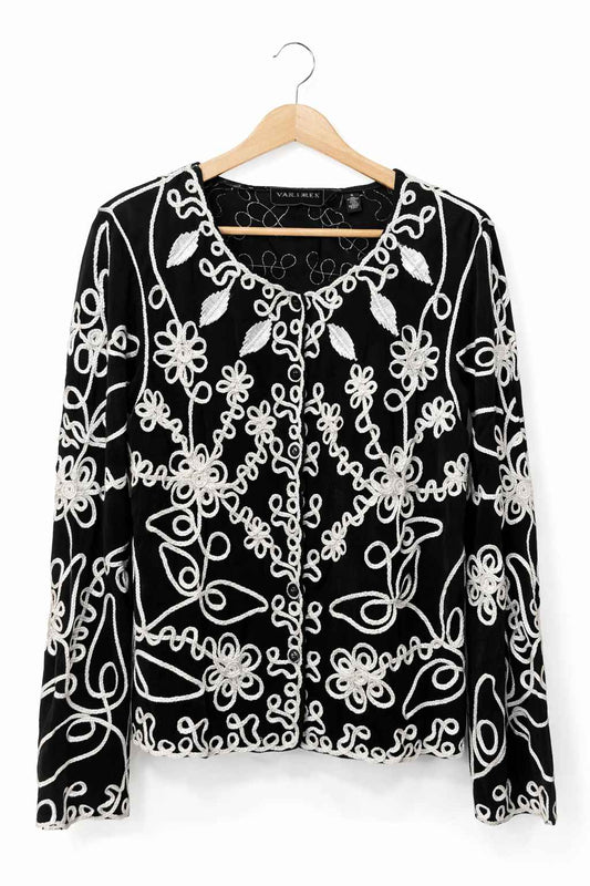 Blusa negra bordada Marca INVESTMENTS Talla S Usado