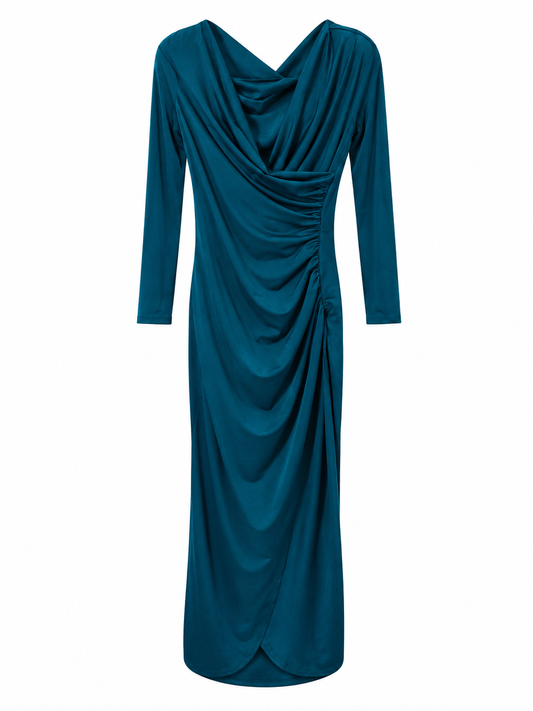 Vestido azul petróleo drapeado VA VA VOOM talla S usado