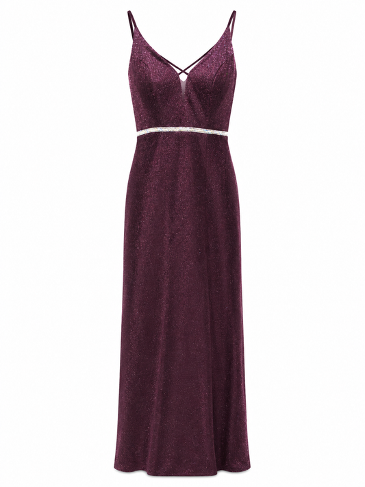 Vestido Largo ASPEED con Brillos Vino Mujer Usado