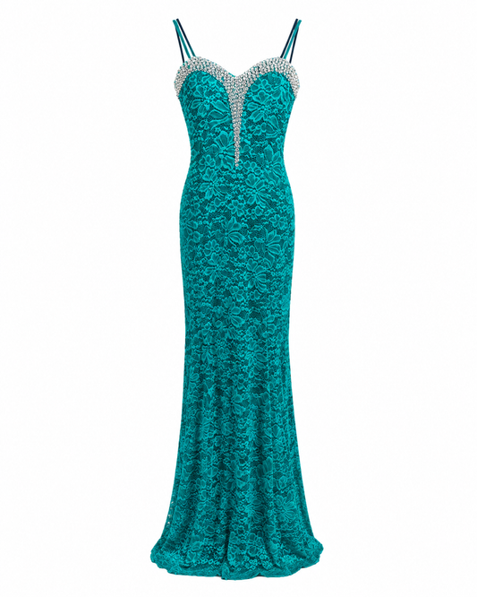 Vestido largo turquesa usado