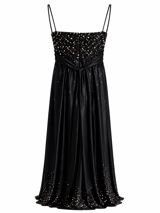 Vestido largo negro con ojuelas Jump Apparel  talla 11/12 usado