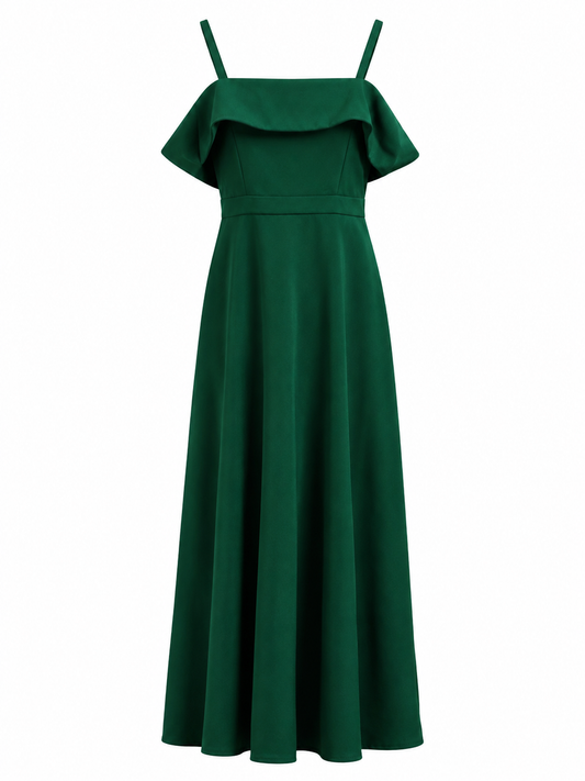 Vestido verde esmeralda con volante Shein talla XS usado
