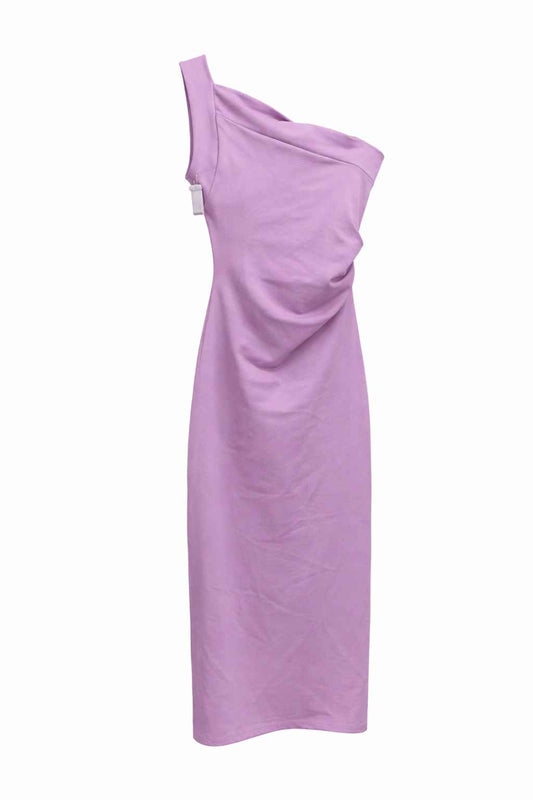 Vestido midi lila asimétrico Marca ZARA Talla S Nuevo con etiqueta
