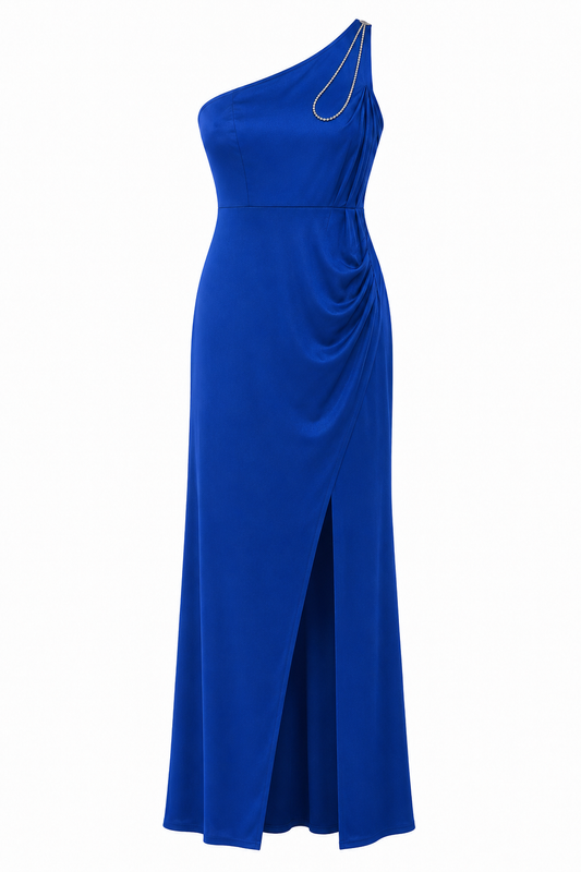 Vestido azul rey asimétrico talla M usado