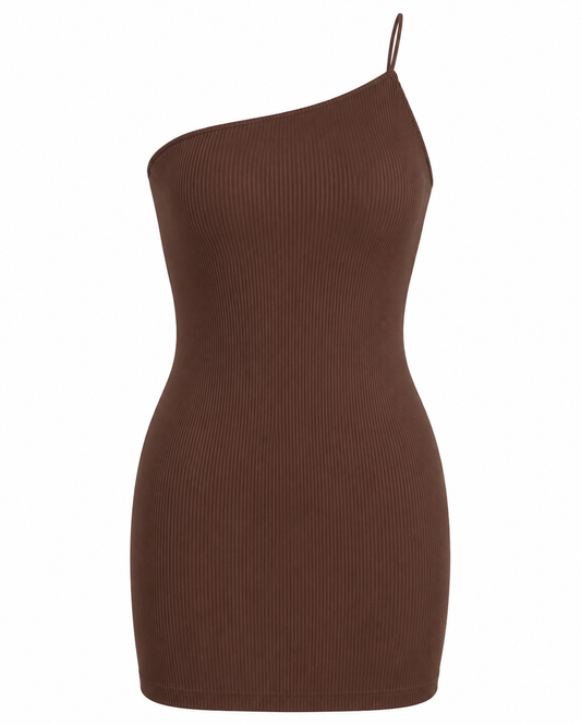 Vestido café asimétrico Divided H&M usado