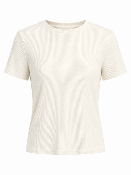 Camiseta básica acanalada crema Talla S Nuevo sin etiqueta