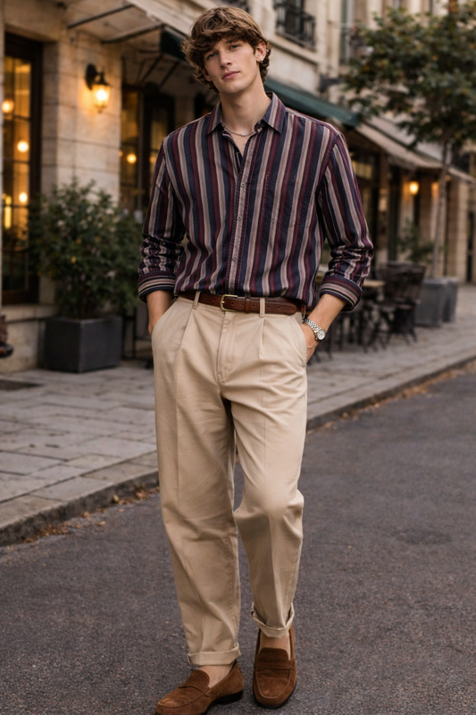 Camisa a rayas burdeos hombre ZARA Talla 30 usada