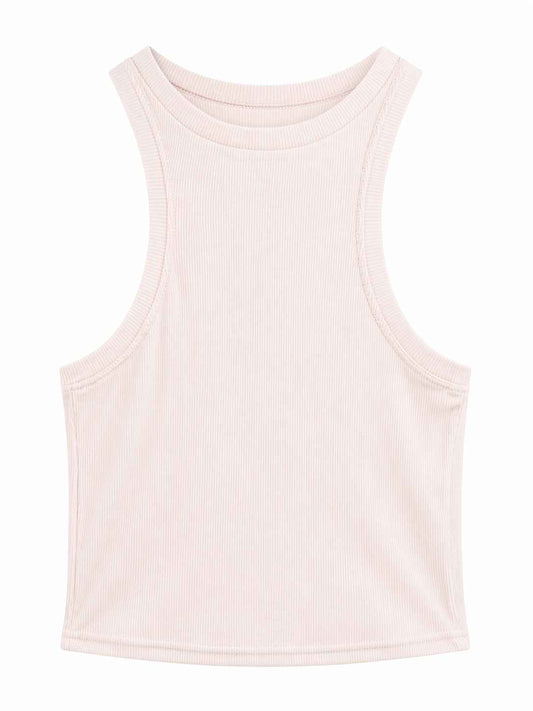 Top básico acanalado rosa nude Marca RACK Talla S Nuevo con etiqueta
