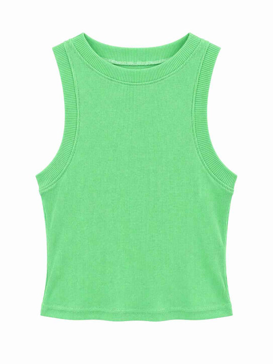 Top básico acanalado verde menta Marca RACK Talla M Nuevo con etiqueta